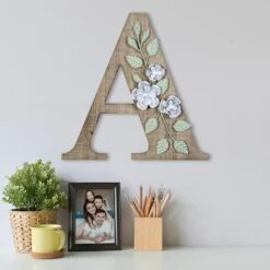 Grace Mitchell 14" Floral Monogram Wall Art, A 6 Grace Mitchell 14" Floral Monogram Wall Art, A -Athome Sales grace mitchell 14 floral monogram wall art a 1