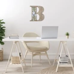 Grace Mitchell 14" Floral Monogram Wall Art, B -Athome Sales grace mitchell 14 floral monogram wall art b 1