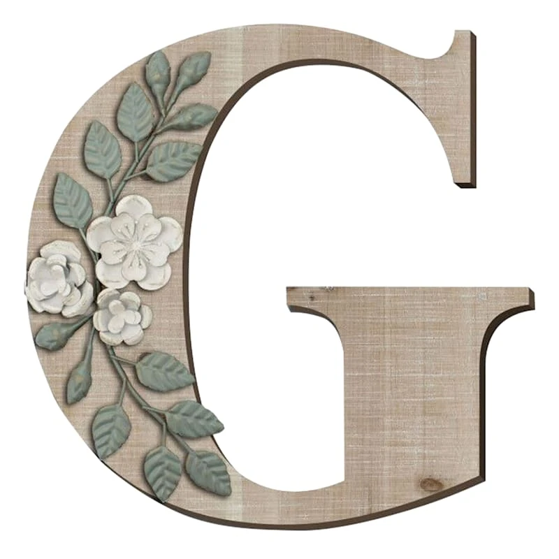 Grace Mitchell 14" Floral Monogram Wall Art, G 3 Grace Mitchell 14" Floral Monogram Wall Art, G
