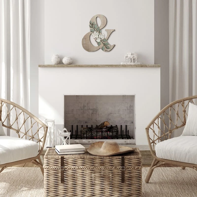 Grace Mitchell 14" Floral Monogram Wall Sign, Ampersand 4 Grace Mitchell 14" Floral Monogram Wall Sign, Ampersand - Image 2