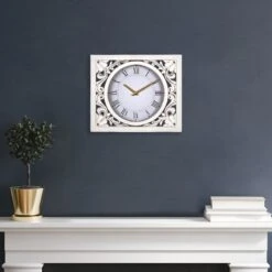 Grace Mitchell Carved Wood Square Wall Clock, 14.5x17 -Athome Sales grace mitchell carved wood square wall clock 14.5x17 1