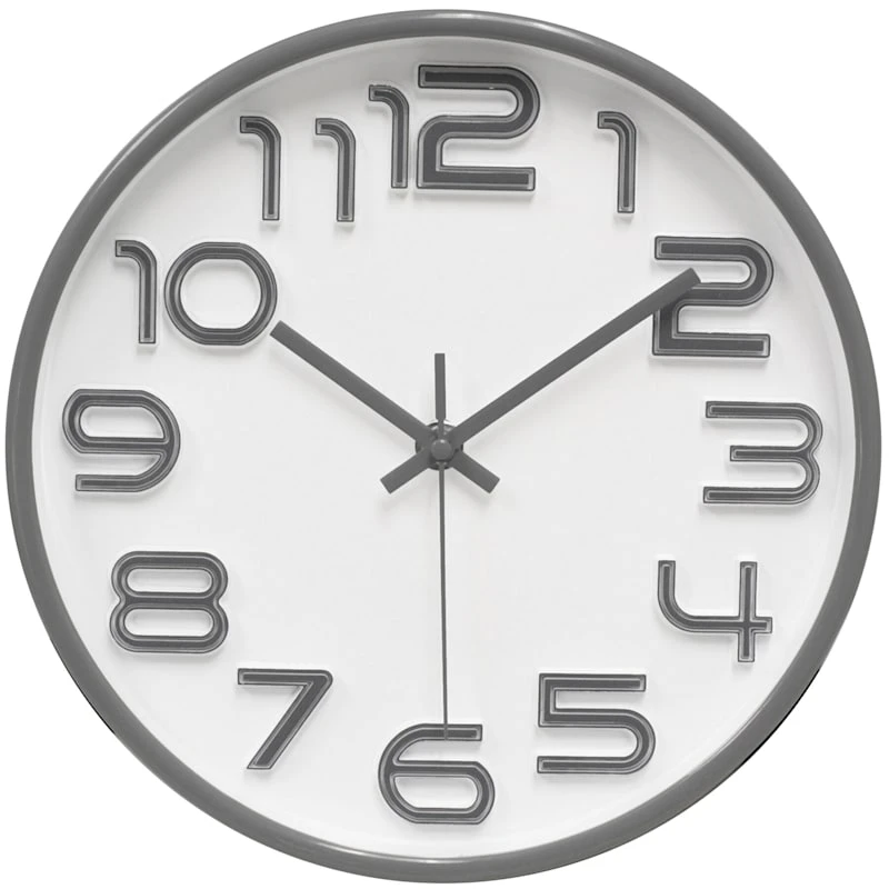 Grey Accent Wall Clock, 10" 3 Grey Accent Wall Clock, 10"