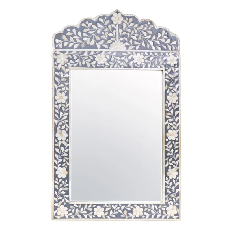 Grey Bone Inlay Arch Wall Mirror, 18x30 3 Grey Bone Inlay Arch Wall Mirror, 18x30
