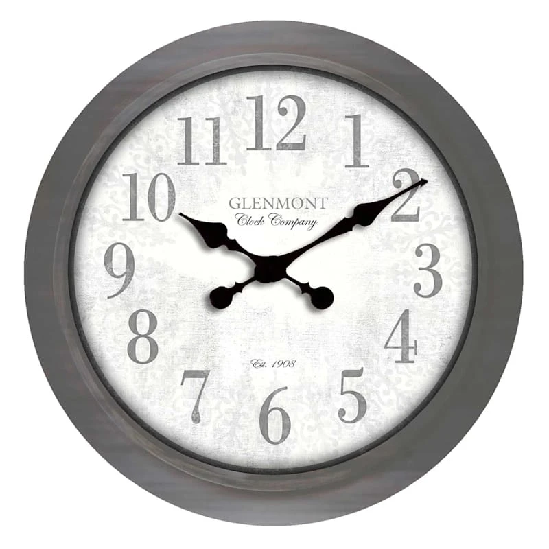 Grey Framed Wall Clock, 30" 3 Grey Framed Wall Clock, 30"