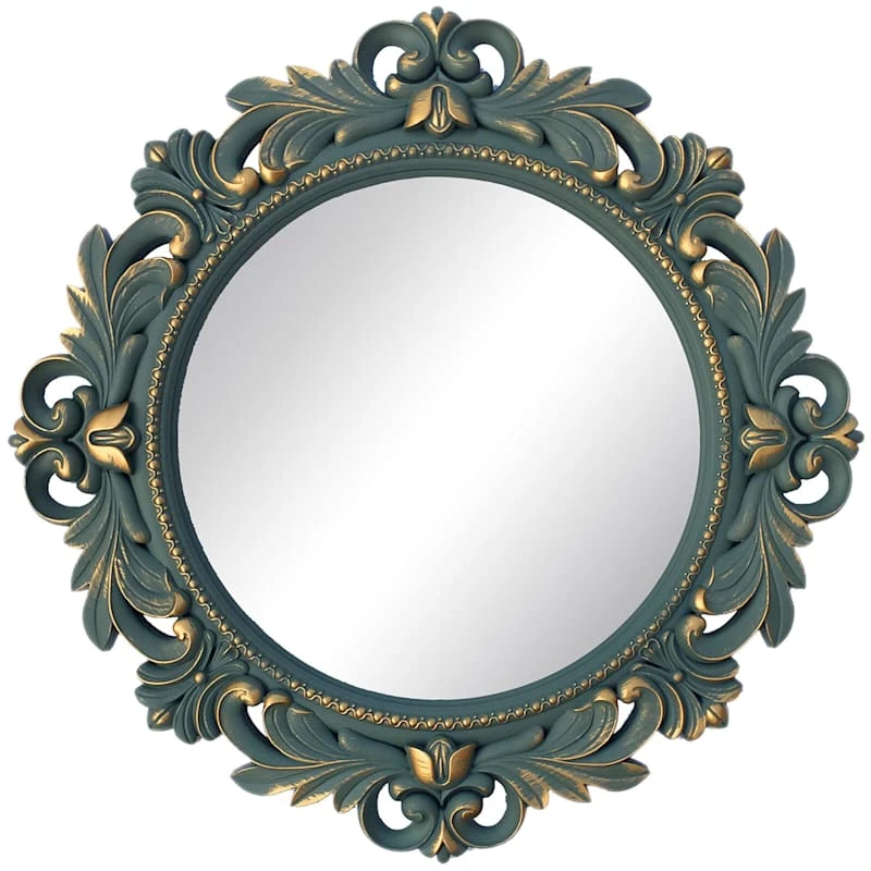 Grey & Gold Brushed Round Wall Mirror, 20" 3 Grey & Gold Brushed Round Wall Mirror, 20"