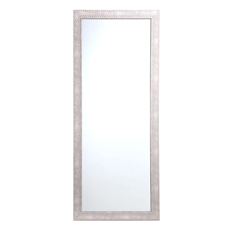 Hammered Silver Framed Wall Mirror, 24x58 3 Hammered Silver Framed Wall Mirror, 24x58