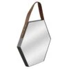 Hanging Hexagon Mirror With Faux Leather Strap, 14x18 2 Hanging Hexagon Mirror With Faux Leather Strap, 14x18 -Athome Sales hanging hexagon mirror with faux leather strap 14x18 1