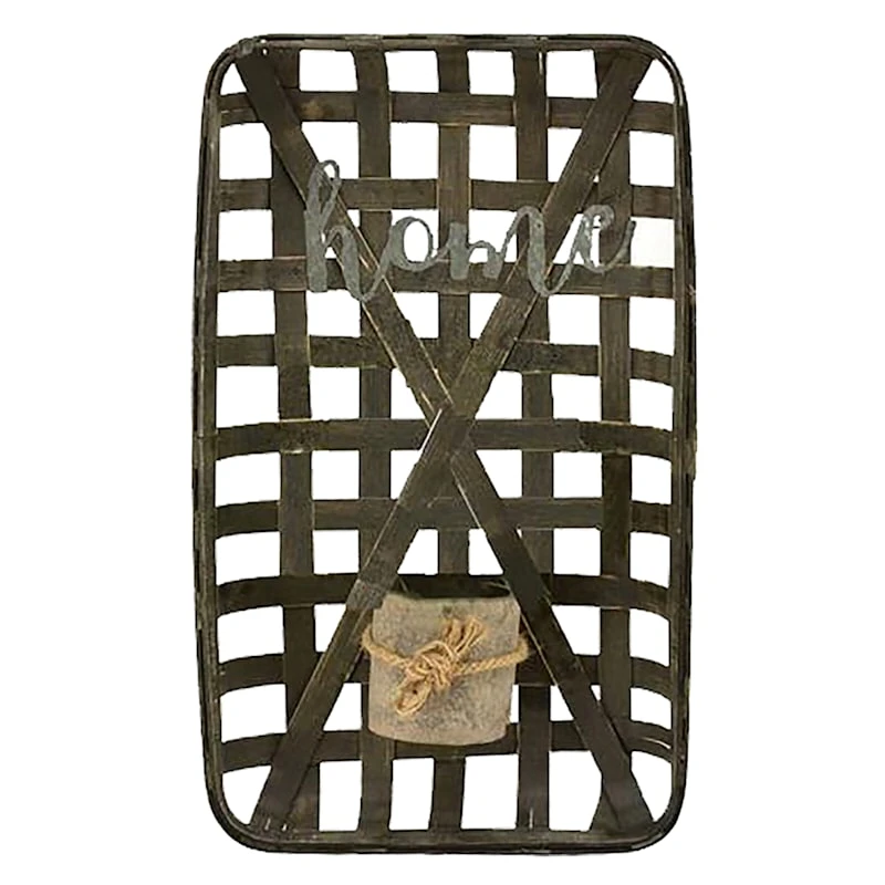 Home Metal & Wood Basket Wall Decor 3 Home Metal & Wood Basket Wall Decor