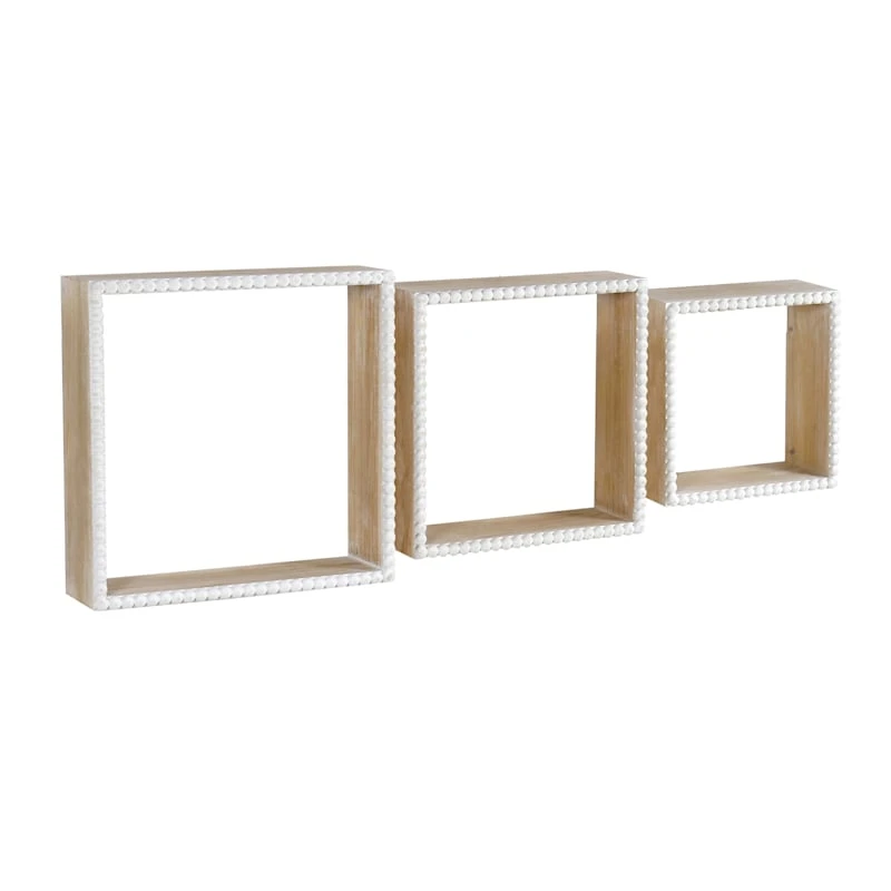 Honeybloom 3-Piece Nested Beaded Cube Shelves Set 3 Honeybloom 3-Piece Nested Beaded Cube Shelves Set