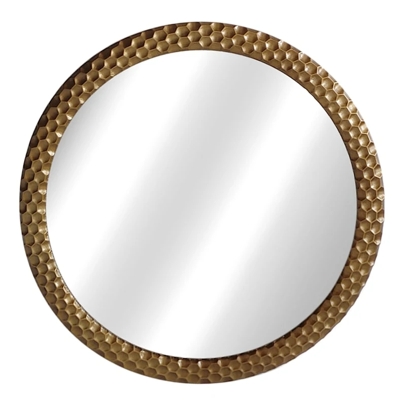 Honeybloom Bronze Metal Round Wall Mirror, 27" 3 Honeybloom Bronze Metal Round Wall Mirror, 27"