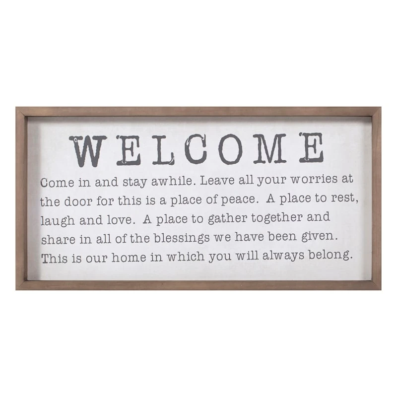 Honeybloom Framed Welcome Sentiment Canvas Wall Sign, 20x10 3 Honeybloom Framed Welcome Sentiment Canvas Wall Sign, 20x10