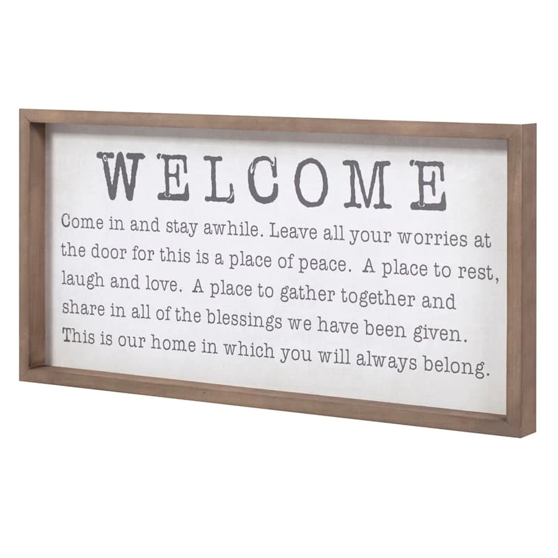 Honeybloom Framed Welcome Sentiment Canvas Wall Sign, 20x10 4 Honeybloom Framed Welcome Sentiment Canvas Wall Sign, 20x10 - Image 2
