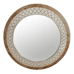 Honeybloom Round Artisanal Wall Mirror, 32"