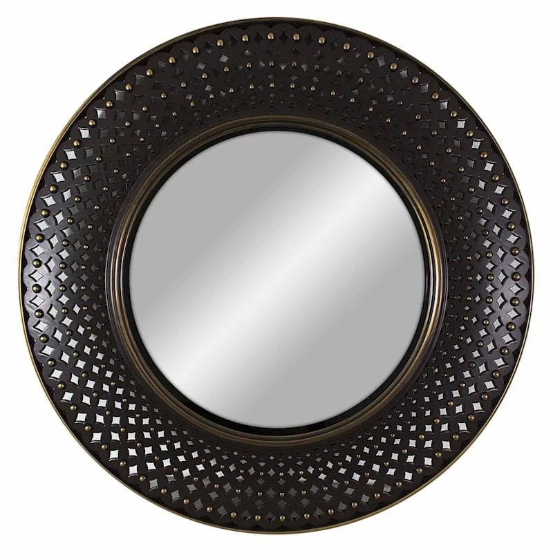 Interlocked Circle Overlay Round Wall Mirror, 16" 3 Interlocked Circle Overlay Round Wall Mirror, 16"