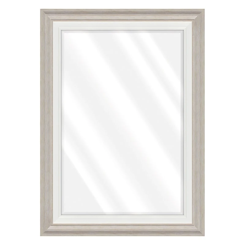 Janice Distressed Gray & White Wall Mirror, 31x43 3 Janice Distressed Gray & White Wall Mirror, 31x43