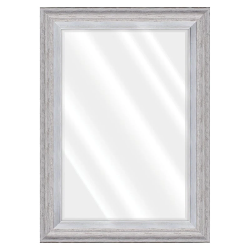 Janice White & Silver Grey Framed Wall Mirror, 31x43 3 Janice White & Silver Grey Framed Wall Mirror, 31x43