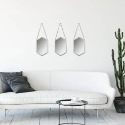 Laila Ali 3-Piece Hanging Hexagon Wall Mirror Set, 7x12 7 Laila Ali 3-Piece Hanging Hexagon Wall Mirror Set, 7x12 -Athome Sales laila ali 3 piece hanging hexagon wall mirror set 7x12 3