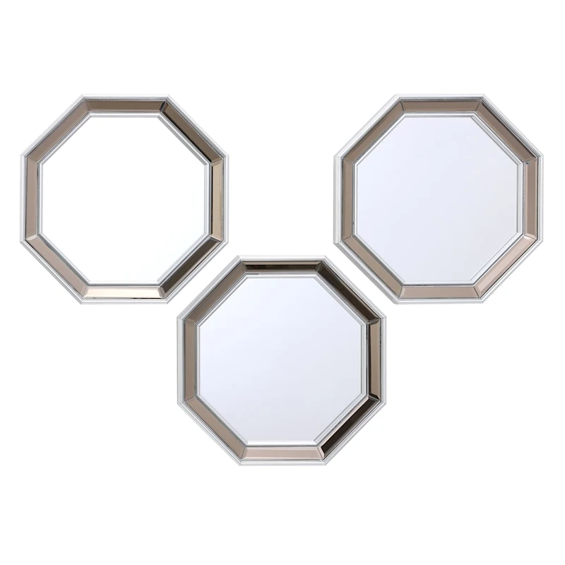 Laila Ali 3-Piece Octagan Wall Mirror Set, 12" 3 Laila Ali 3-Piece Octagan Wall Mirror Set, 12"