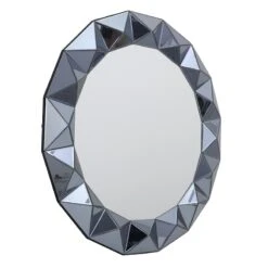 Laila Ali Blue Beveled Round Wall Mirror, 32" 8 Laila Ali Blue Beveled Round Wall Mirror, 32" -Athome Sales laila ali blue beveled round wall mirror 32 1