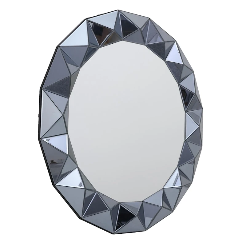 Laila Ali Blue Beveled Round Wall Mirror, 32" 4 Laila Ali Blue Beveled Round Wall Mirror, 32" - Image 2