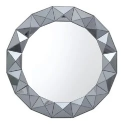 Laila Ali Blue Beveled Round Wall Mirror, 32"