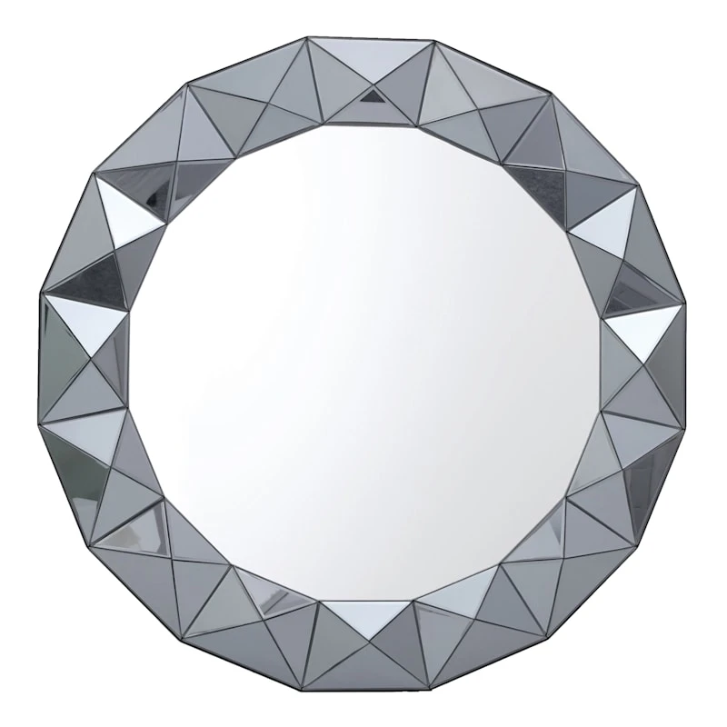 Laila Ali Blue Beveled Round Wall Mirror, 32" 3 Laila Ali Blue Beveled Round Wall Mirror, 32"