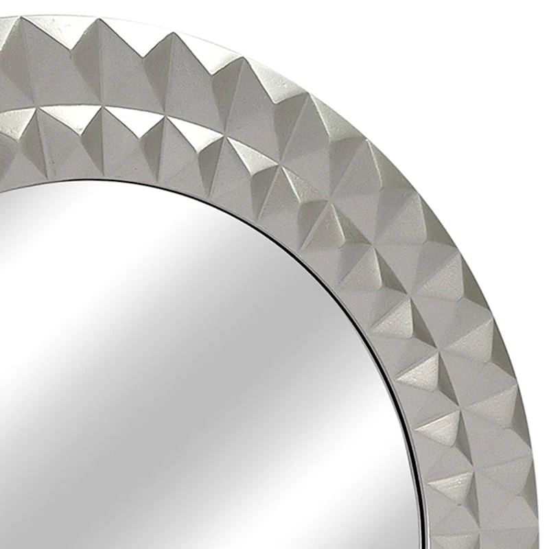 Laila Ali Silver Metallic Round Wall Mirror, 28" 4 Laila Ali Silver Metallic Round Wall Mirror, 28" - Image 2