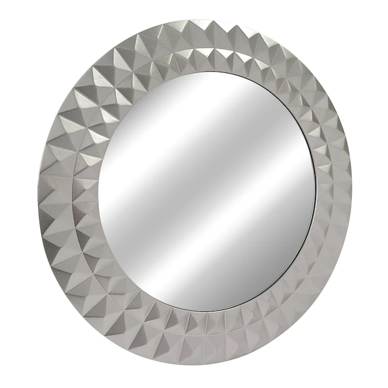 Laila Ali Silver Metallic Round Wall Mirror, 28" 3 Laila Ali Silver Metallic Round Wall Mirror, 28"
