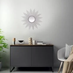 Laila Ali Silver Round Burst Wall Mirror, 24" 5 Laila Ali Silver Round Burst Wall Mirror, 24" -Athome Sales laila ali silver round burst wall mirror 24 1