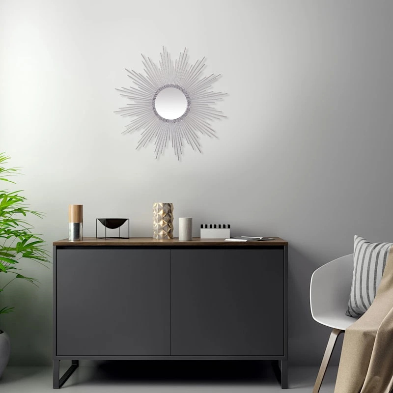 Laila Ali Silver Round Burst Wall Mirror, 24" 4 Laila Ali Silver Round Burst Wall Mirror, 24" - Image 2