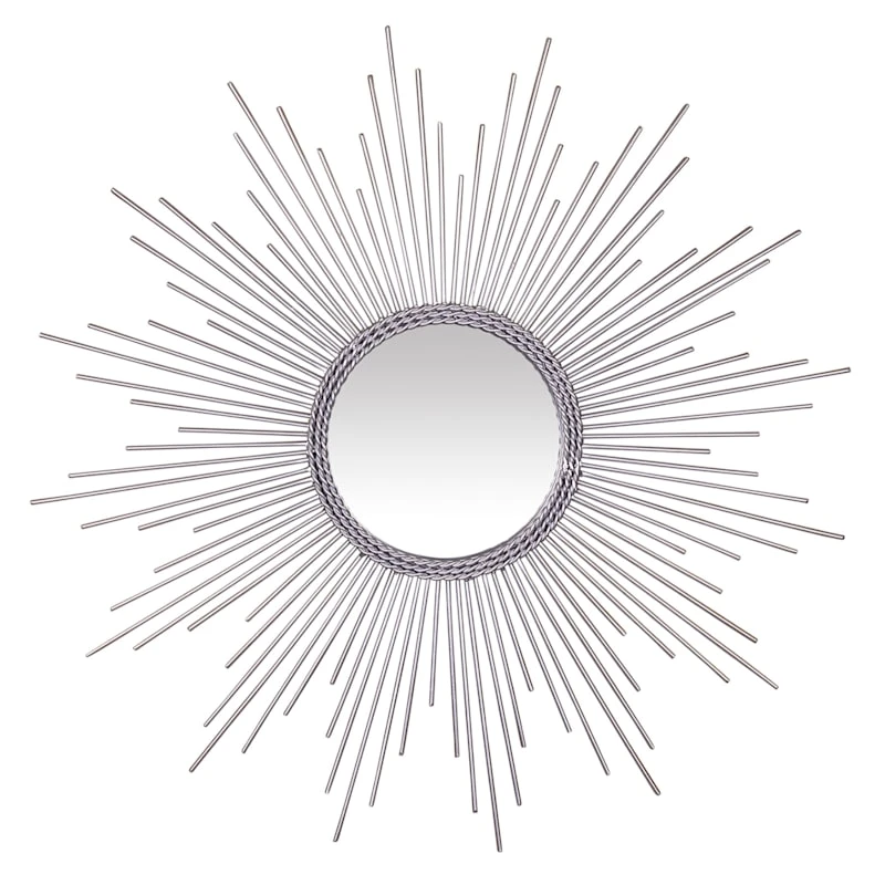 Laila Ali Silver Round Burst Wall Mirror, 24" 3 Laila Ali Silver Round Burst Wall Mirror, 24"