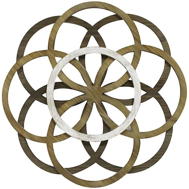 Layered Wooden Round Cutouts Wall Decor, 27" 3 Layered Wooden Round Cutouts Wall Decor, 27"