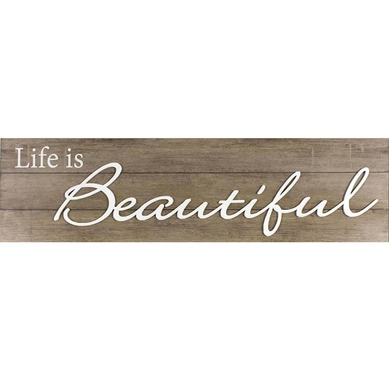 Life Is Beautiful With Lifted Word Wall Sign, 10x36 3 Life Is Beautiful With Lifted Word Wall Sign, 10x36