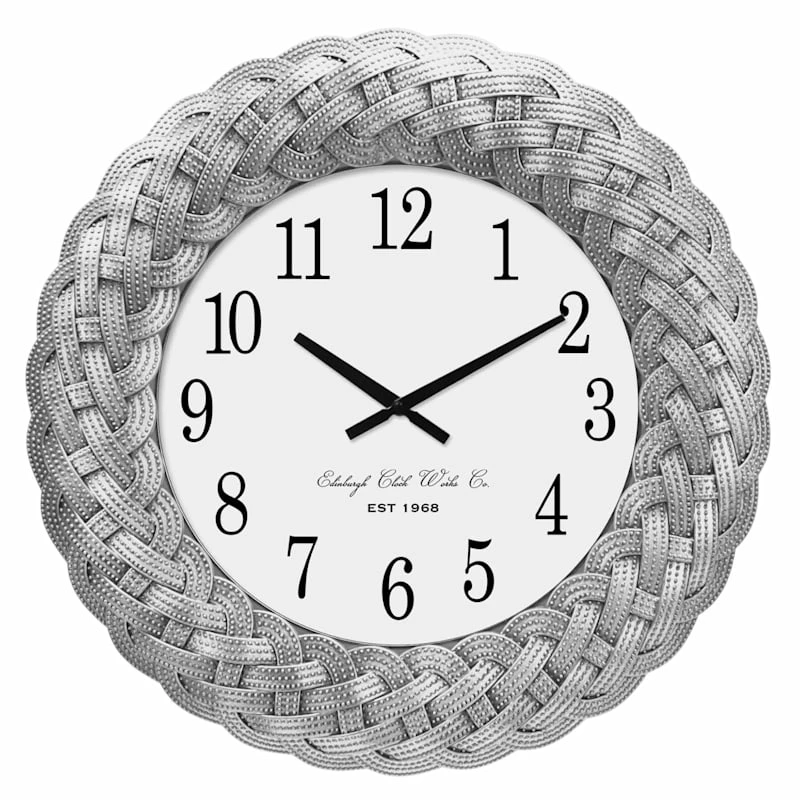 Matte Silver Elegance Round Wall Clock, 23" 3 Matte Silver Elegance Round Wall Clock, 23"