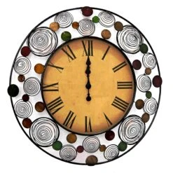 Metal Glass Round Springs Dotted Wall Clock, 30"