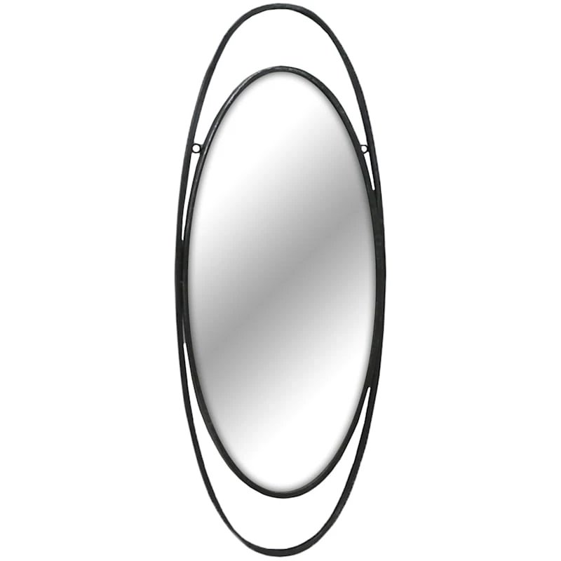 Metal Ring Framed Oval Wall Mirror, 14x36 3 Metal Ring Framed Oval Wall Mirror, 14x36