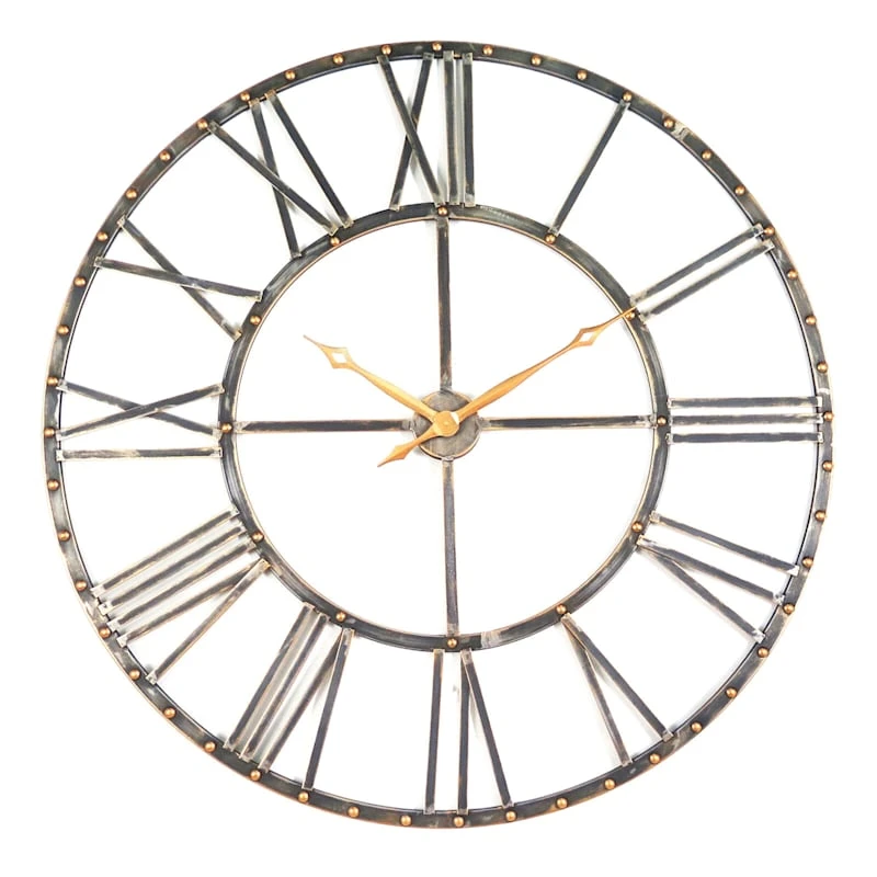 Metal Round Wall Gallery Clock, 45" 3 Metal Round Wall Gallery Clock, 45"
