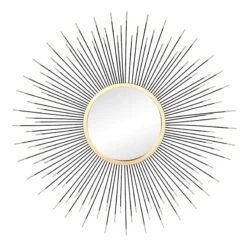 Metal Sunburst Wall Mirror, 28"