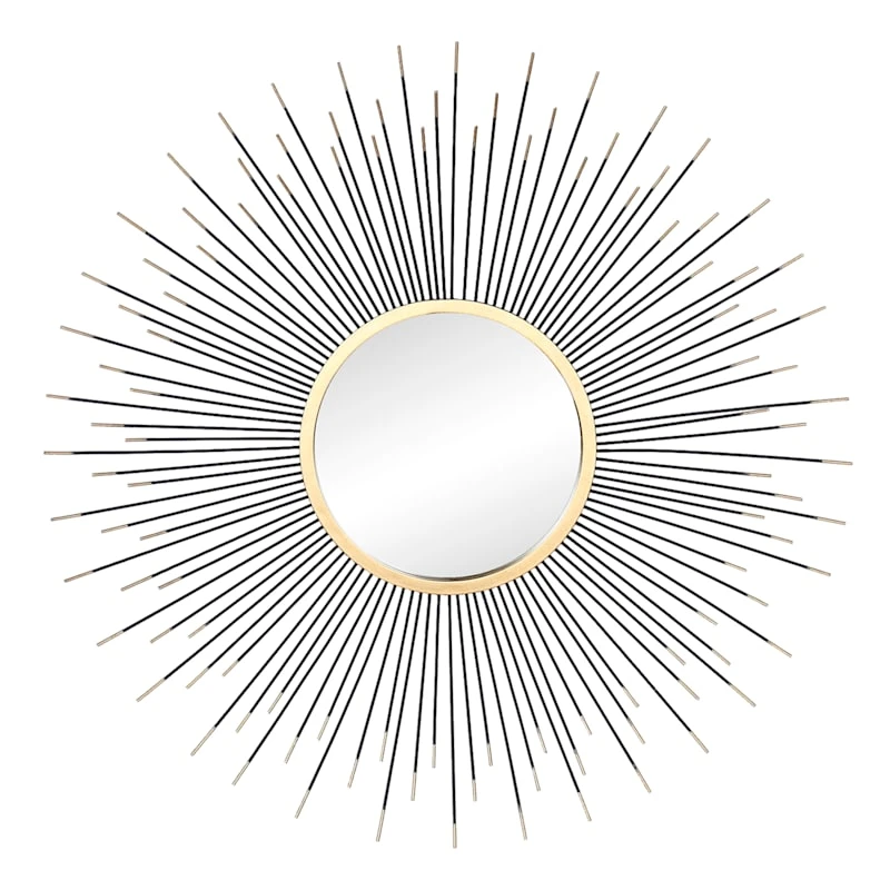 Metal Sunburst Wall Mirror, 28" 3 Metal Sunburst Wall Mirror, 28"