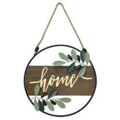 Metal Wood Home Wall Sign, 12x20