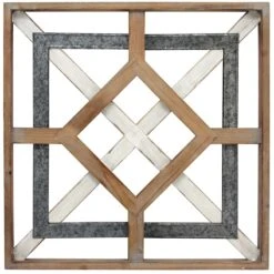 Metal Wood Square Medallion Wall Decor, 20"