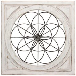 Metal Wood Square Medallion Wall Decor, 32"