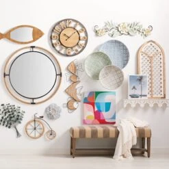 Metal & Wooden Cutout Round Wall Clock, 24" 5 Metal & Wooden Cutout Round Wall Clock, 24" -Athome Sales metal wooden cutout round wall clock 24 1