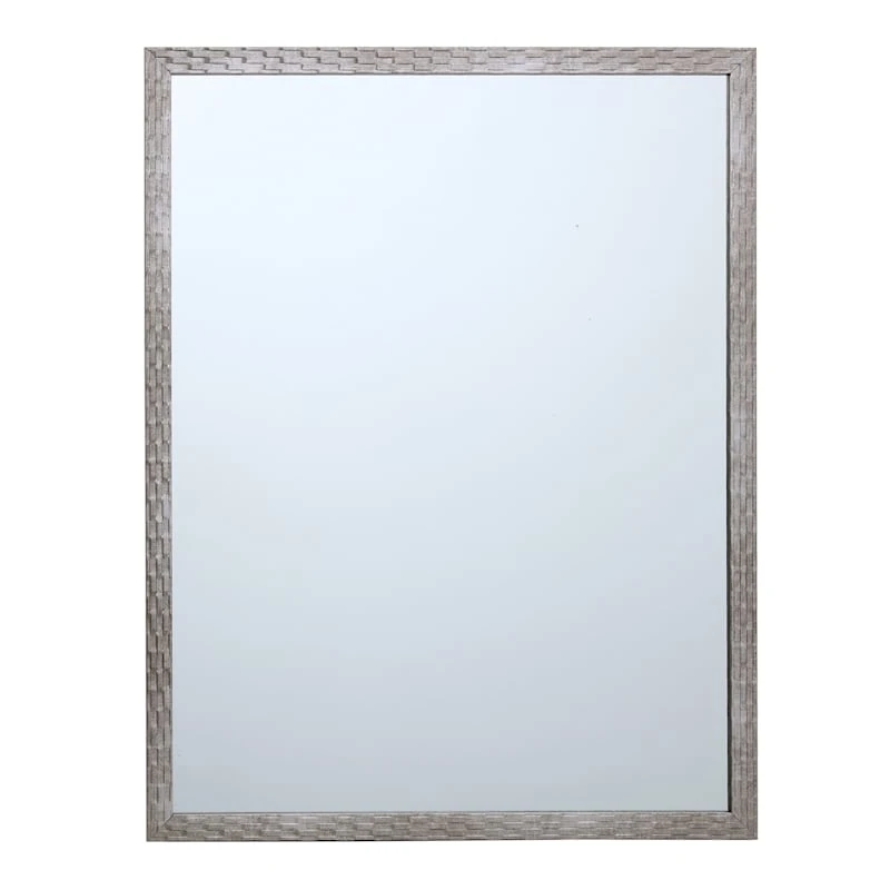 Metallic Woven Textured Framed Wall Mirror, 22x28 3 Metallic Woven Textured Framed Wall Mirror, 22x28