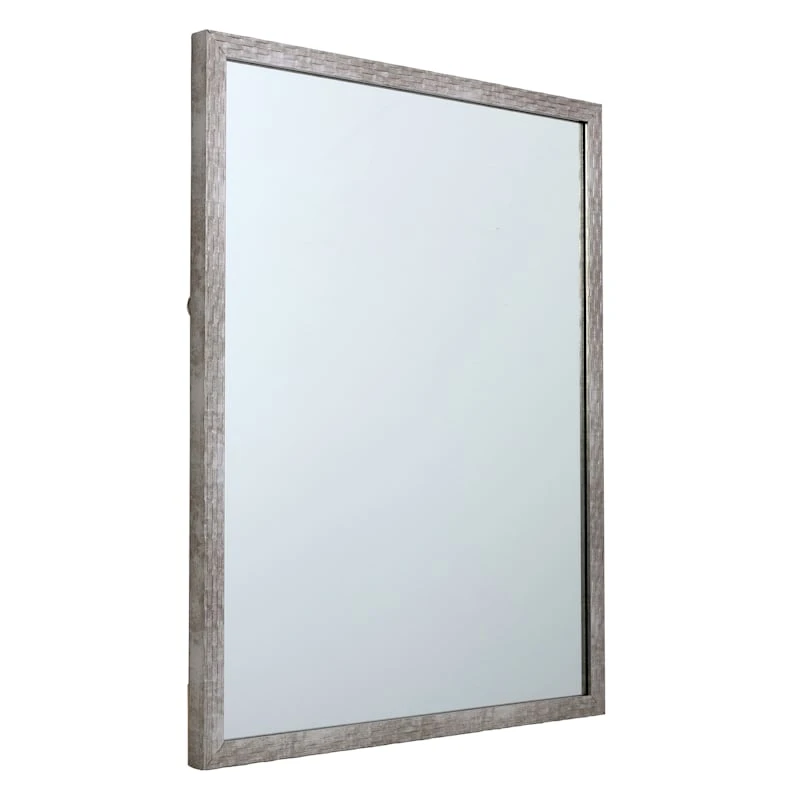 Metallic Woven Textured Framed Wall Mirror, 22x28 4 Metallic Woven Textured Framed Wall Mirror, 22x28 - Image 2
