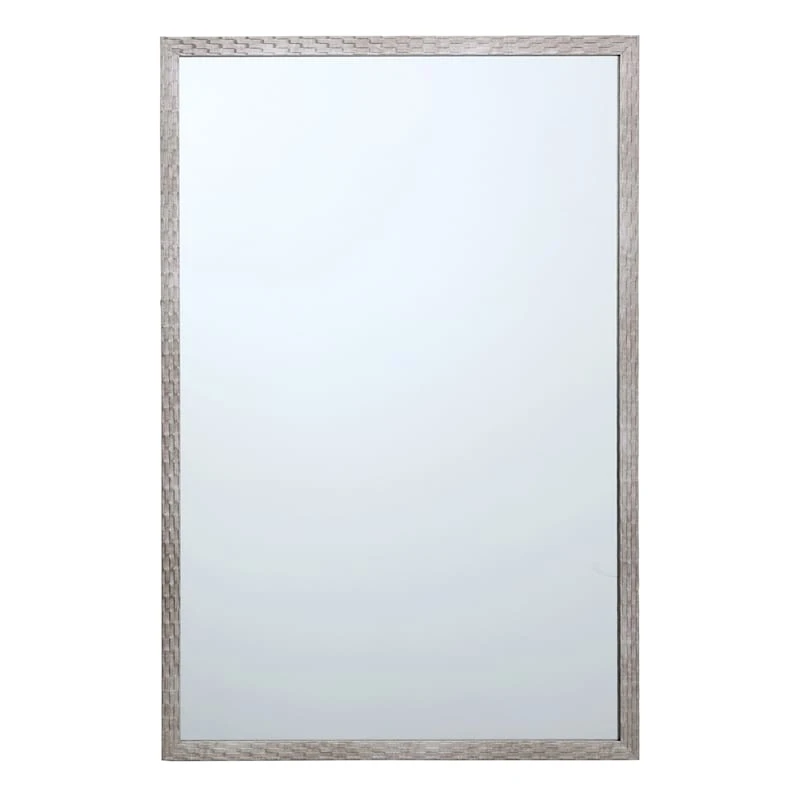 Metallic Woven Textured Framed Wall Mirror, 24x36 3 Metallic Woven Textured Framed Wall Mirror, 24x36