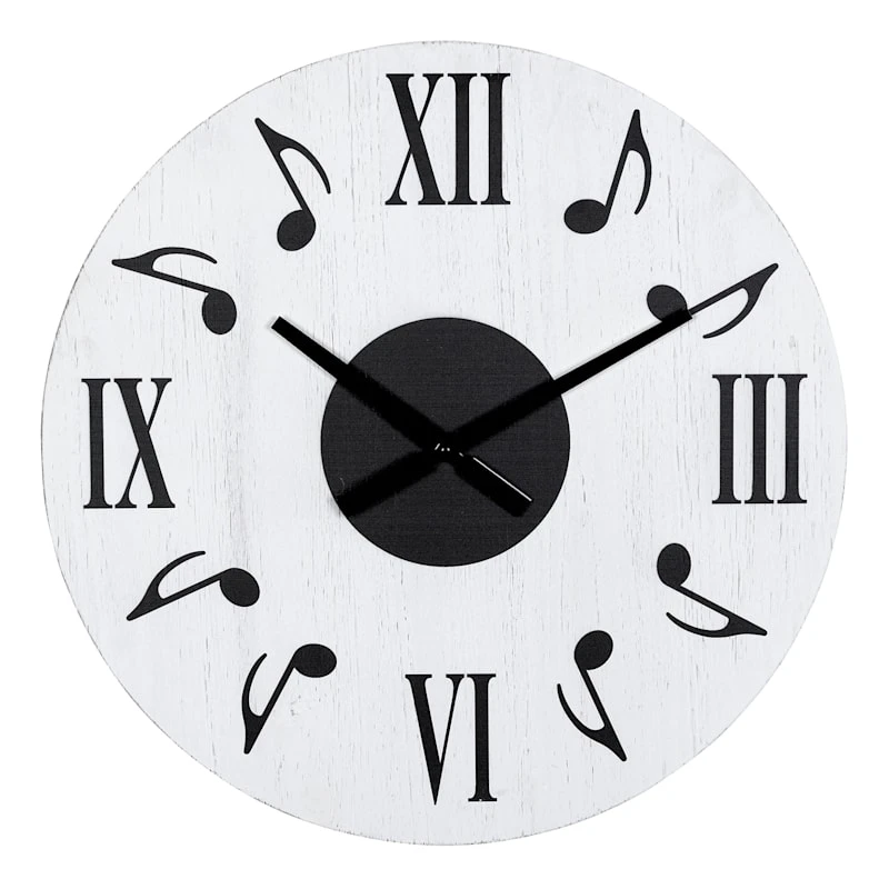 Music Notes Wall Clock, 24" 3 Music Notes Wall Clock, 24"