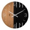 Natural & Black Wooden Wall Clock, 24"