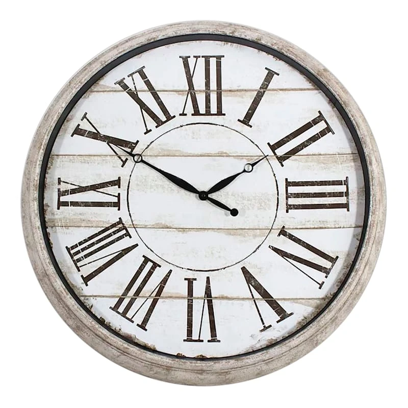 Natural Distressed Wall Clock, 30" 3 Natural Distressed Wall Clock, 30"