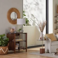 Natural Raffia Framed Round Wall Mirror, 29" 8 Natural Raffia Framed Round Wall Mirror, 29" -Athome Sales natural raffia framed round wall mirror 29 2